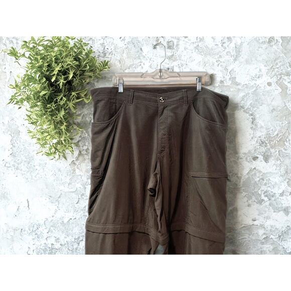 ExOfficio Insect Shield Convertible Hiking Pants Brown Green 40x30 Zip Off EUC - Picture 3 of 9